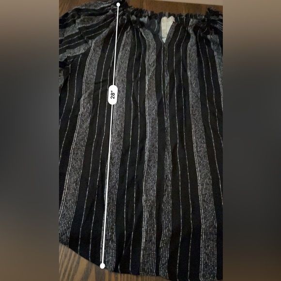 Blu Pepper boho blouse black white peasant sleeve women’s M striped top NWT - Picture 14 of 16